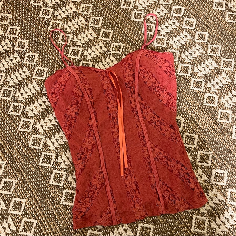 NWT Y2K Candies M Lace Salmon Tank Top